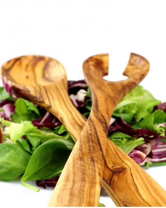 Couverts à salade en bois d'olivier