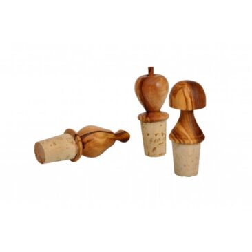 Series de 3 Bouchons de bouteilles en bois d'olivier